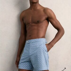 Reiss French Blue Caprio Geometric Print Swim Shorts men's size Medium